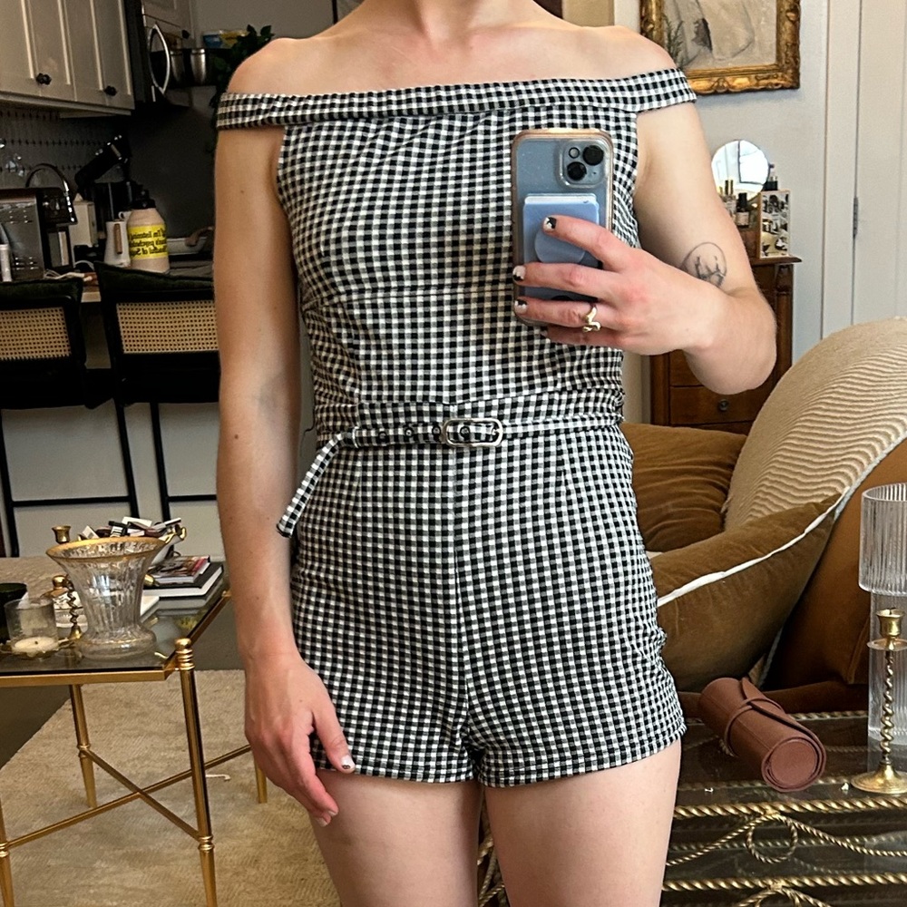 Maeve by Anthropologie black checkered romper - Picture 4 of 5